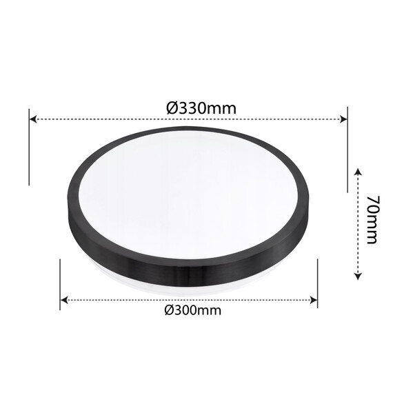 Черен плафон Solen кръг MICROWAVE сензор за движение 2xE27 IP44 | Osvetlenieto.bg