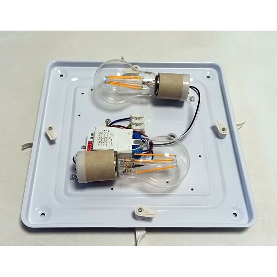 Черен плафон Solen квадрат MICROWAVE сензор за движение 2xE27 IP44 | Osvetlenieto.bg