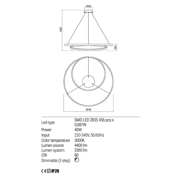 LED Полилей TORSION 01-1796 Redo 3000K | Osvetlenieto.bg