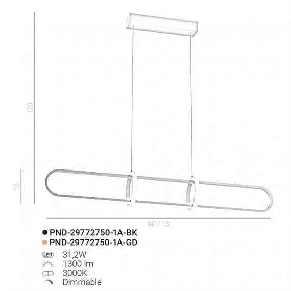 Полилей Cerrila PND-29772750-1A-BK Italux | Osvetlenieto.bg