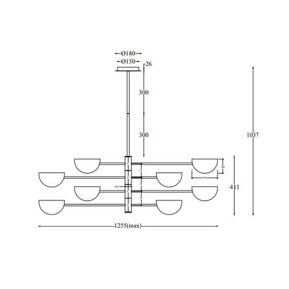 Полилей Mollis MOD126PL-08B Maytoni 8xG9 | Osvetlenieto.bg