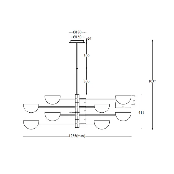 Полилей Mollis MOD126PL-08B Maytoni 8xG9 | Osvetlenieto.bg