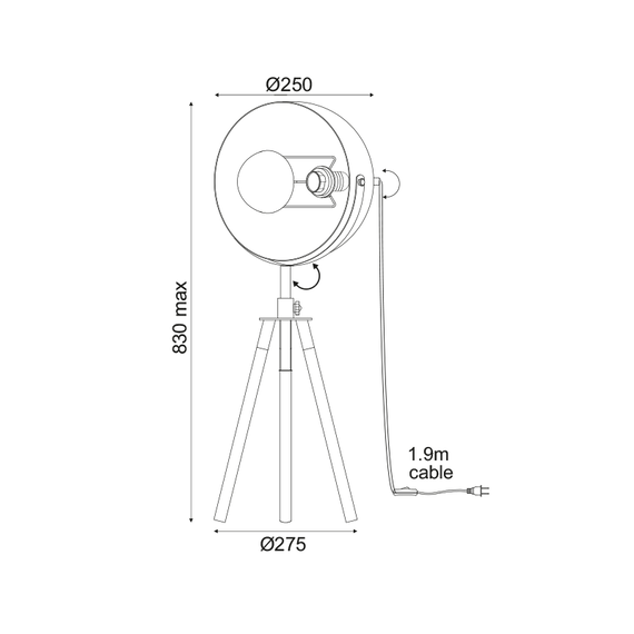Стояща лампа CAMARA ML306681TBG Aca Lighting 1xE27 | Osvetlenieto.bg