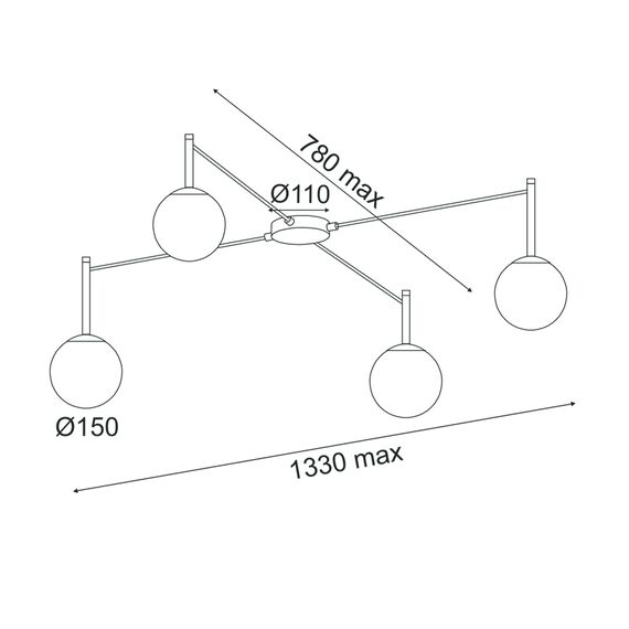 Плафон TIRAMOLLA OD94614CB Aca Lighting 4xE14 | Osvetlenieto.bg