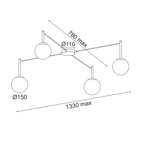 Плафон TIRAMOLLA OD94614CB Aca Lighting 4xE14 | Osvetlenieto.bg