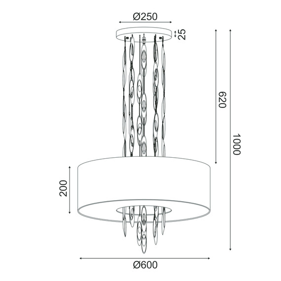 Полилей CASCADA EG4205PCH Aca Lighting 5xE14 | Osvetlenieto.bg