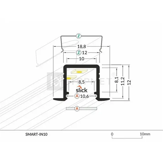 LED профил за вграждане SMART-IN10 AC2/Z 2000 черен | Osvetlenieto.bg