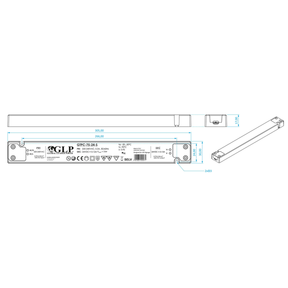 LED захранване SLIM 75W 12V GLP GTPC-75-12-S | Osvetlenieto.bg