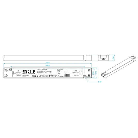 LED захранване SLIM 75W 12V GLP GTPC-75-12-S | Osvetlenieto.bg