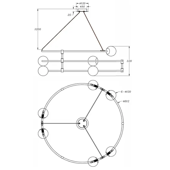 Полилей Balance MOD317PL-06B Maytoni 6xG9 | Osvetlenieto.bg