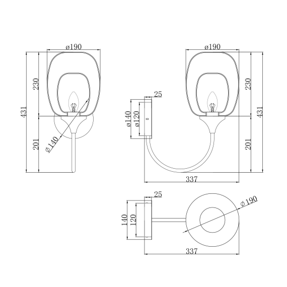 Аплик Aura MOD016WL-01BS Maytoni 1xE14 | Osvetlenieto.bg