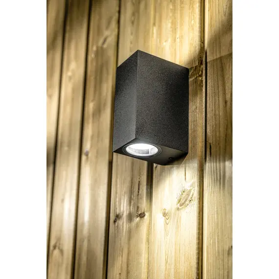 Черен фасаден аплик Tiago 2xGU10 IP44 | Osvetlenieto.bg
