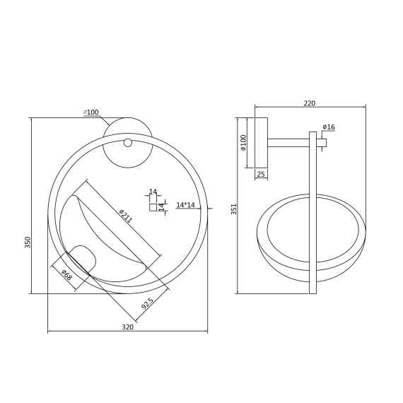 LED Аплик Lunare MOD327WL-L5BS3K1 Maytoni 5W 3000K | Osvetlenieto.bg
