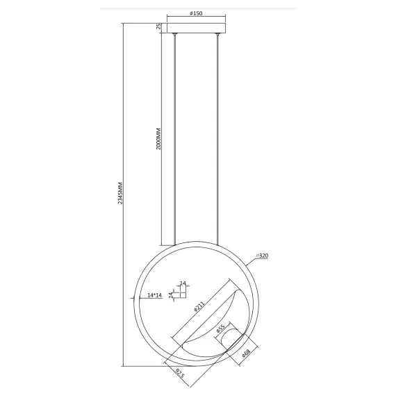 LED Полилей Lunare MOD327PL-L5BS3K Maytoni 5W 3000K | Osvetlenieto.bg