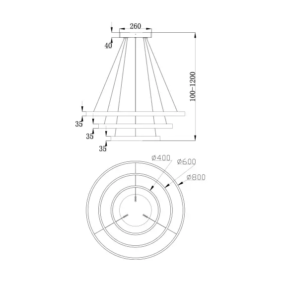 LED Полилей Rim MOD058PL-L100B3K  Maytoni 115W 3000K | Osvetlenieto.bg