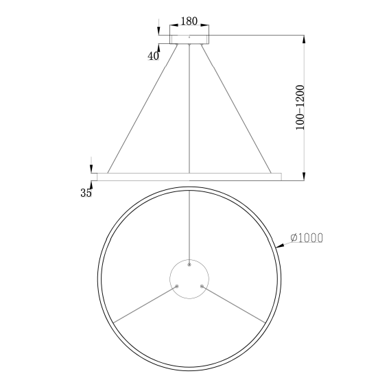 LED Полилей Rim MOD058PL-L54B3K Maytoni 61W 3000K | Osvetlenieto.bg