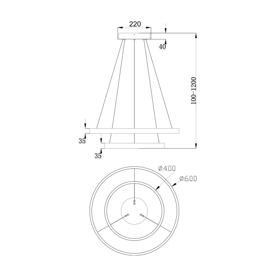 LED Полилей Rim MOD058PL-L55BS3K Maytoni 61W 3000K | Osvetlenieto.bg LED Полилей Rim MOD058PL-L55BS3K Maytoni 61W 3000K | Osvetlenieto.bg