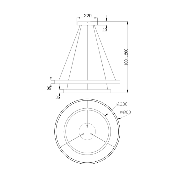 LED Полилей Rim MOD058PL-L74BS3K Maytoni 88W 3000K | Osvetlenieto.bg