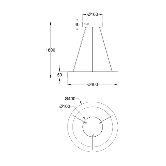 LED Полилей Saturno MOD415PL-L36BS4K Maytoni 36W 4000K | Osvetlenieto.bg