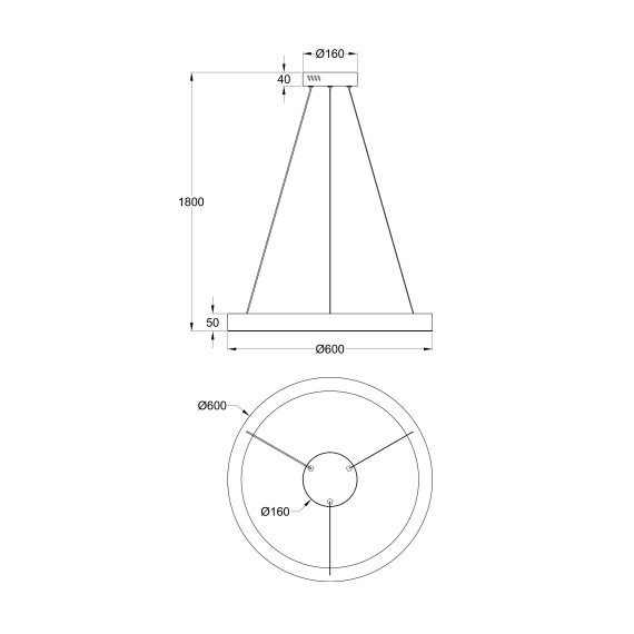 LED Полилей Saturno MOD415PL-L45BS4K Maytoni 45W 4000K | Osvetlenieto.bg