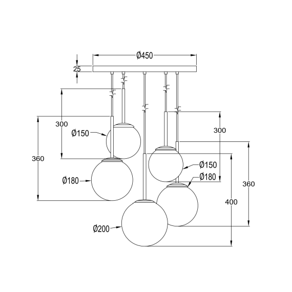 Полилей Basic form MOD321PL-05G Maytoni 5xE14 | Osvetlenieto.bg