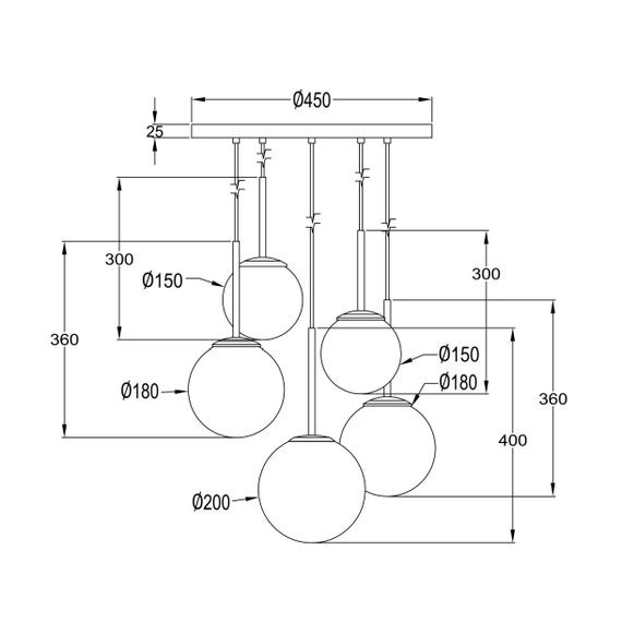 Полилей Basic form MOD321PL-05G1 Maytoni 5xE14 | Osvetlenieto.bg