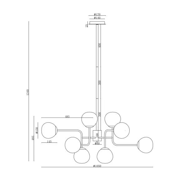 Полилей Erich MOD221-PL-12-G Maytoni 12xE14 | Osvetlenieto.bg