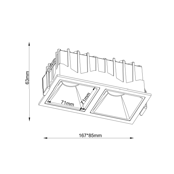 LED Луна за вграждане Alfa LED DL043-02-15W3K-SQ-WB Maytoni 2x15W 3000K | Osvetlenieto.bg