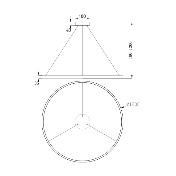 LED Полилей Rim MOD058PL-L65BS3K Maytoni 81W 3000K | Osvetlenieto.bg