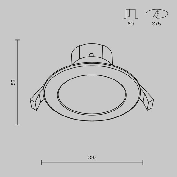LED Луна за вграждане за баня Stockton DL015-6-L7W Maytoni 7W 3000K-6000K IP44 | Osvetlenieto.bg