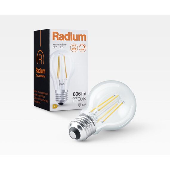 E27 6.5W 2700K Radium LED крушка Filament Димируема 806lm A60 | Osvetlenieto.bg