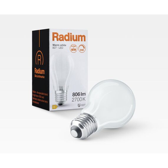 E27 6.5W 2700K Radium LED крушка Filament Матова Димируема 806lm A60 | Osvetlenieto.bg E27 6.5W 2700K Radium LED крушка Filament Матова Димируема 806lm A60 | Osvetlenieto.bg