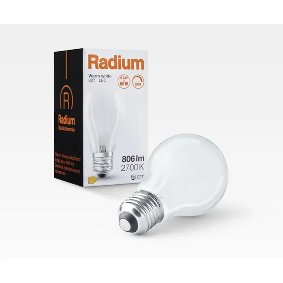 E27 6.5W 2700K Radium LED крушка Filament Матова Димируема 806lm A60 | Osvetlenieto.bg