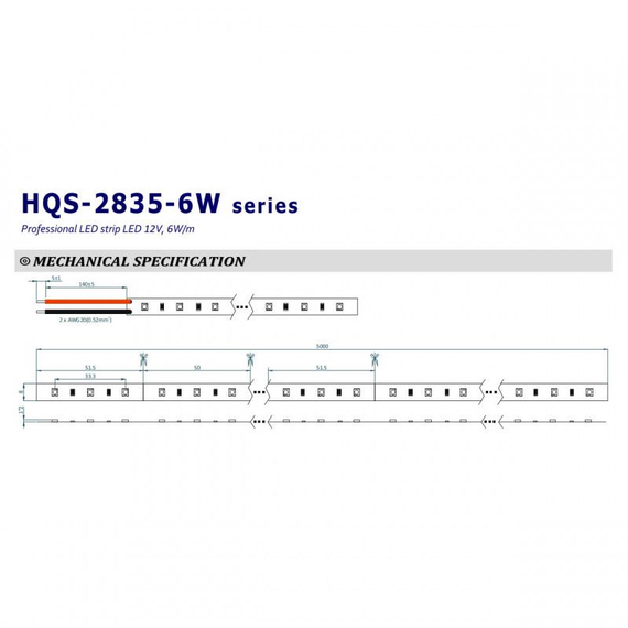 Влагозащитена LED лента 6W 24V 3000К топла светлина SMD2835 - 60 светодиода IP64 | Osvetlenieto.bg