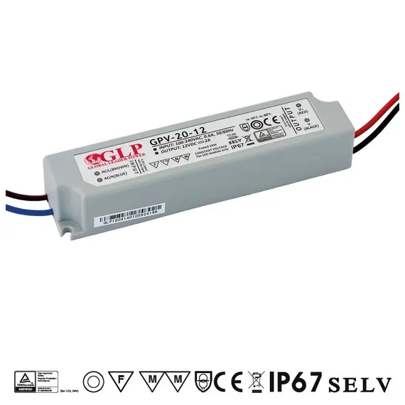 LED захранване 20W 12V GLP IP67 GPV-20-12 | Osvetlenieto.bg