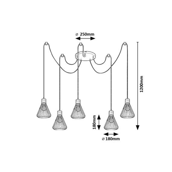 Полилей FARFALLE 3150 Rabalux 5xE27 | Osvetlenieto.bg