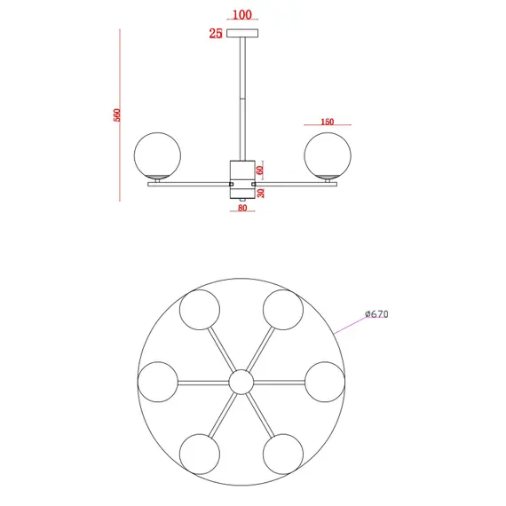 Полилей Marble MOD187PL-06BS Maytoni 6xE27 | Osvetlenieto.bg