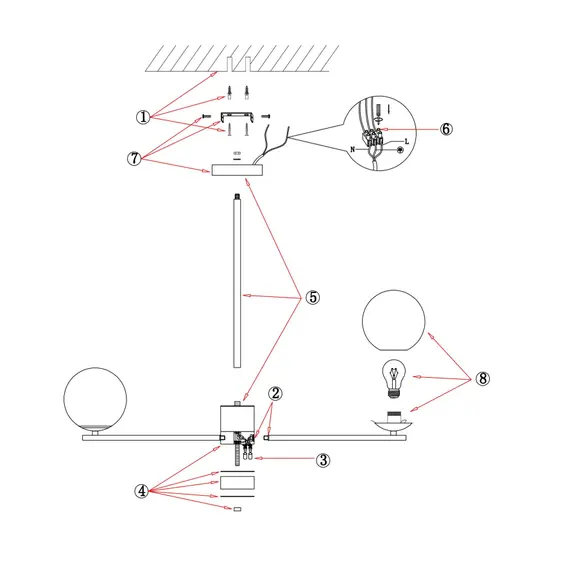 Полилей Marble MOD187PL-08BS Maytoni 8xE27 | Osvetlenieto.bg