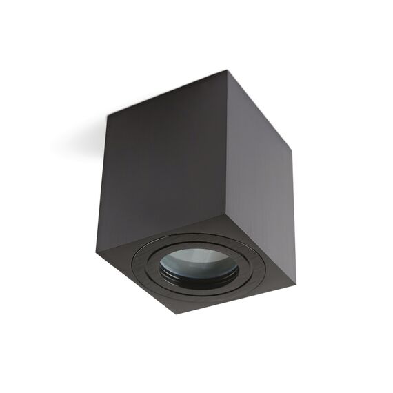 Квадратна черна луна за открит монтаж AQUARIUS SQUARE IP44 GU10 D8 H9.5cm | Osvetlenieto.bg