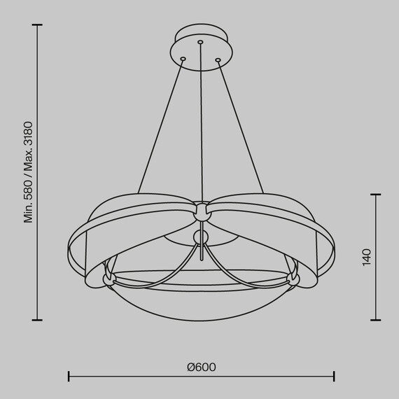 LED Полилей Breeze MOD281PL-L45BS3K Maytoni 45W 3000K | Osvetlenieto.bg