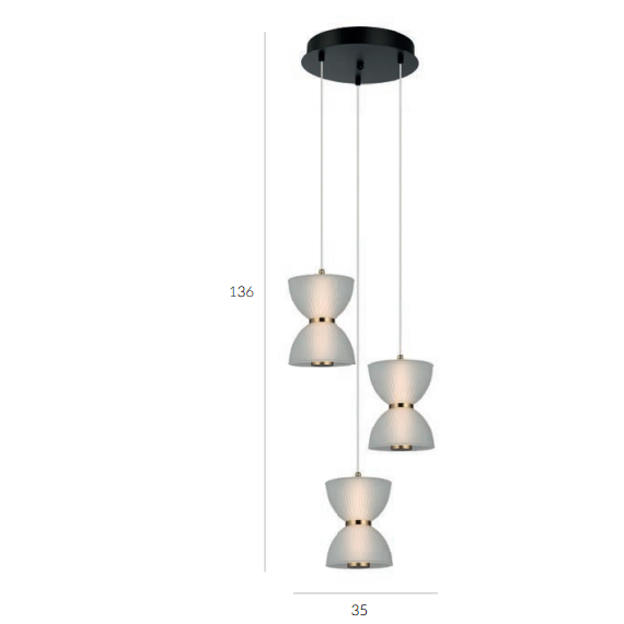 LED Полилей Tica PND-83949-3-BK Italux 22W 3000K | Osvetlenieto.bg