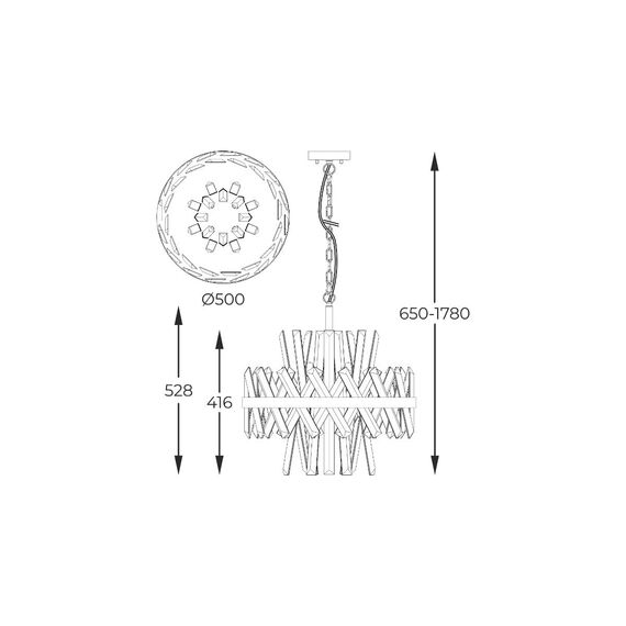 Полилей Zuma Line P0567-08C-7GAC CONSTANTINOPLE 8xG9 | Osvetlenieto.bg