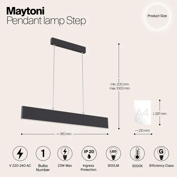 LED Полилей Step P010PL-L23B Maytoni 23W 3000K | Osvetlenieto.bg