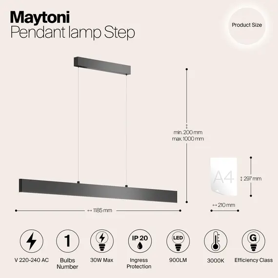 LED Полилей Step P010PL-L30B Maytoni 30W 3000K | Osvetlenieto.bg