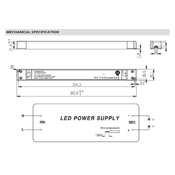 LED захранване POS 200W 48V/4.2A CV FTPC200V48-S3 | Osvetlenieto.bg