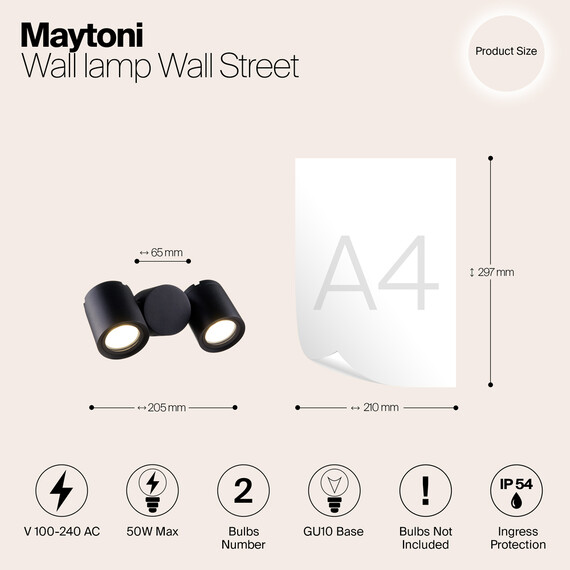 Аплик Wall Street Maytoni O010WL-02B | Osvetlenieto.bg
