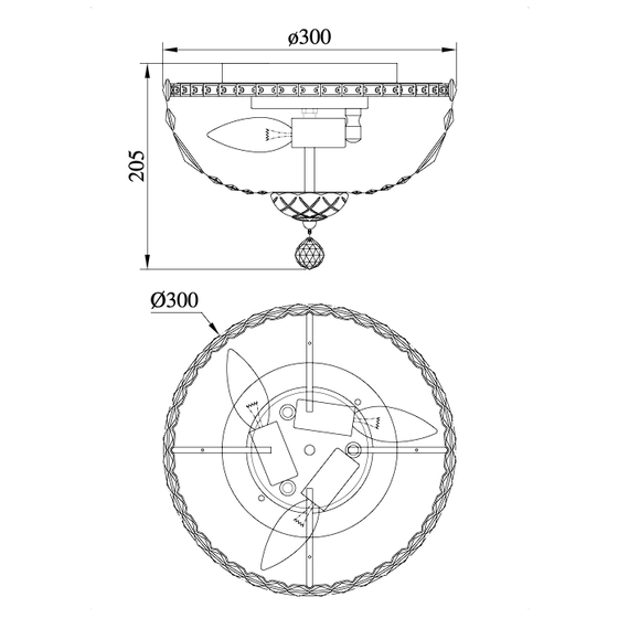 Кристален плафон Basfor Maytoni DIA100-CL-03-G 3xE14 | Osvetlenieto.bg