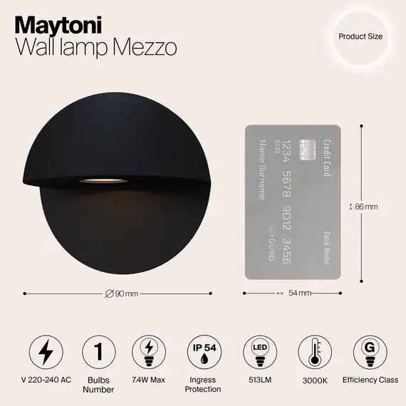 LED Фасаден аплик Mezzo O033WL-L7B3K Maytoni 7W 3000K | Osvetlenieto.bg
