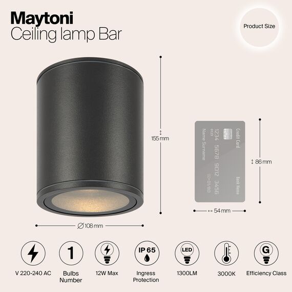 LED Външна лампа Bar O306CL-L12GF Maytoni 12W 3000K IP65 | Osvetlenieto.bg