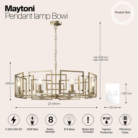 Полилей Bowi Maytoni H009PL-08G | Osvetlenieto.bg